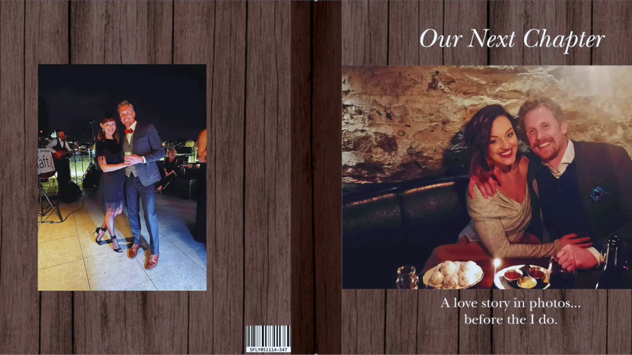 Career and family photographs arranged in a retirement tribute film